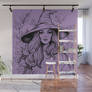 Witch Autumn Leaves Purple Accent Wall Mural