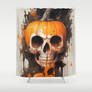 Abstract Skull Pumpkin Shower Curtain Bath