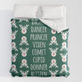 Christmas Reindeer Green Comforter Bedding