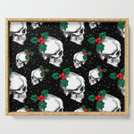 Christmas Skulls Mistletoe Snow Food Serving Tray by alternative-rox