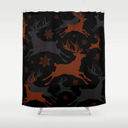 Christmas Reindeer and Snowflakes Shower Curtain by alternative-rox