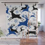 Blue Reindeer and Snowflakes Accent Wall Mural