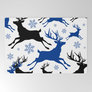 Blue Reindeer and Snowflakes Welcome Mat Door Mat