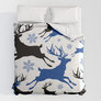 Blue Reindeer and Snowflakes Comforter Bedding