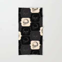 Skulls Retro Vintage Black Beige Bath Towel