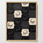 Skulls Retro Vintage Black Beige Serving Tray by alternative-rox