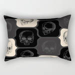 Skulls Retro Vintage Black BGE Rectangular Pillow by alternative-rox