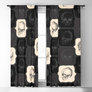 Skulls Retro Vintage Black Beige Blackout Curtains