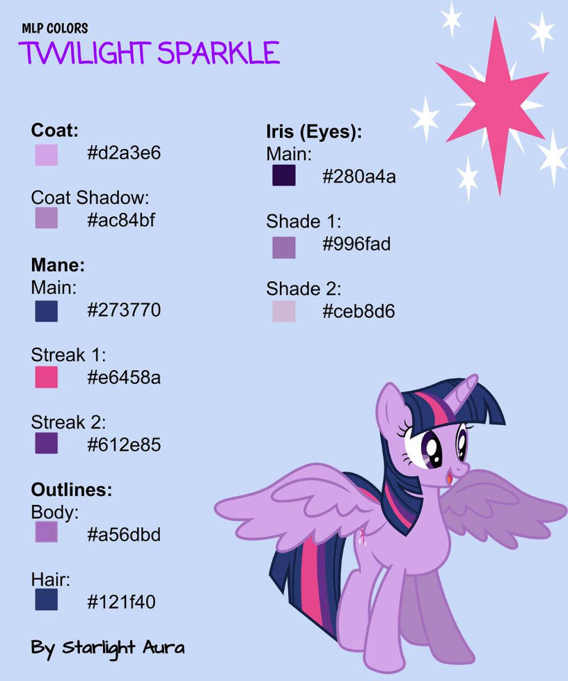 Twilight Sparkle Colors by StarlightAuraMLP on DeviantArt