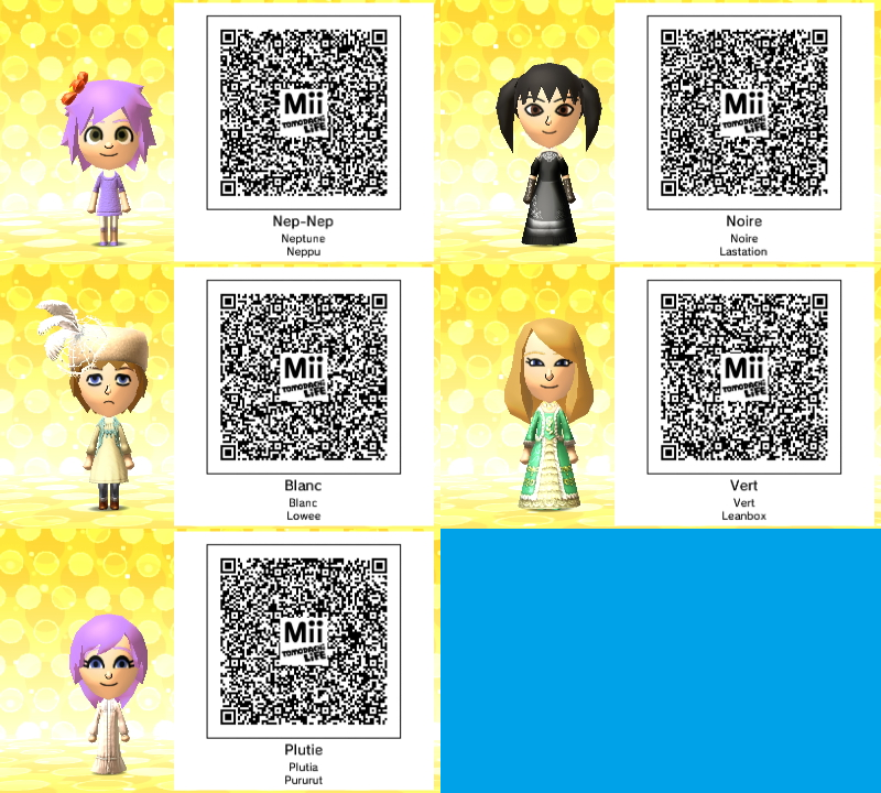 Tomodachi Life Neptunia Mii QR Codes by DevilnekoX on DeviantArt