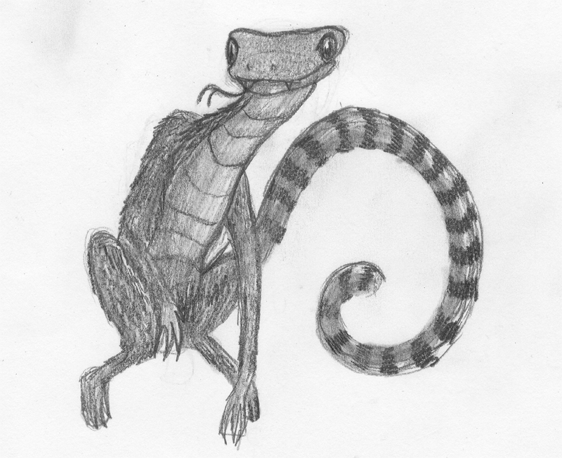 lemur monkey snake doodle