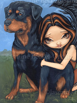 Fairy with a Rottweiler