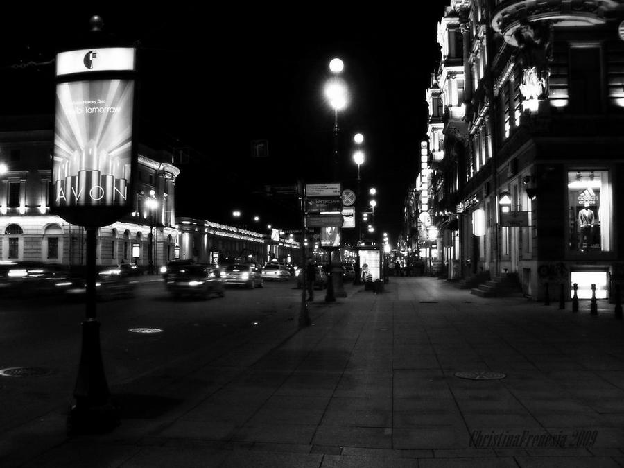 St.-Petersburg at night in BW