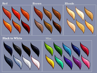 Hair colour swatches