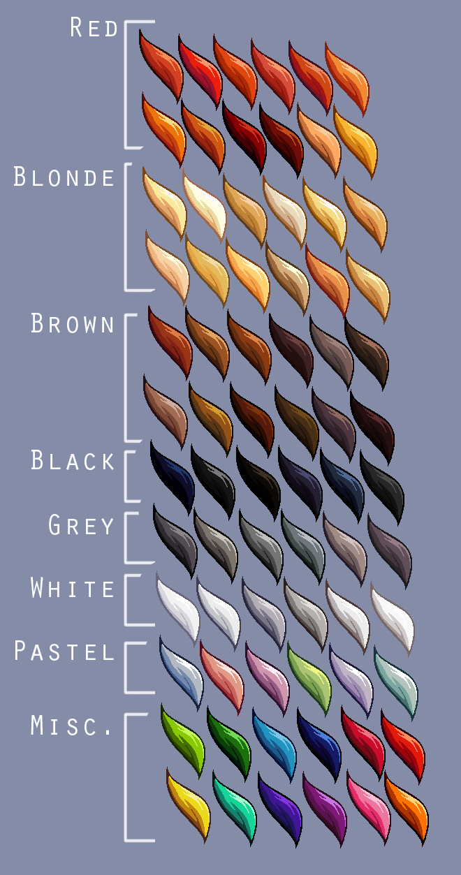 Hair color swatches by EBJ-Art on DeviantArt  Hair color swatches, Palette  art, Anime hair color