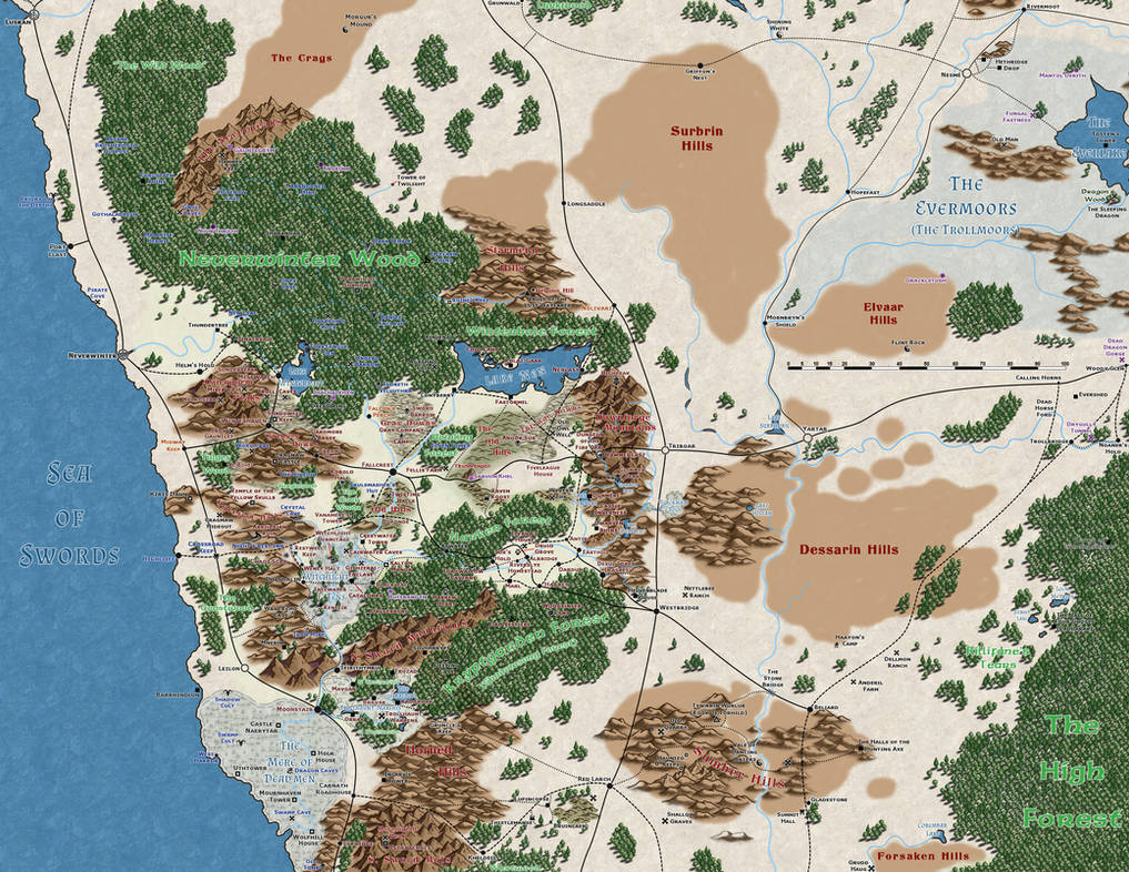 Побережье днд. Забытые королевства (Forgotten Realms). Карта мира ДНД забытые королевства. DND карта мира забытые королевства. Карта the Sword Coast.