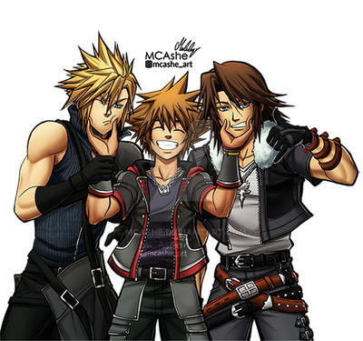 Squall, Sora and Cloud KH Commission fanart by MCAshe on DeviantArt