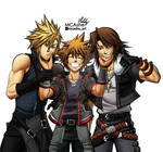 Squall, Sora and Cloud KH Commission fanart by MCAshe