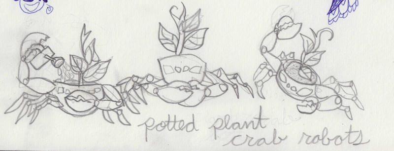 potted plant crab bots