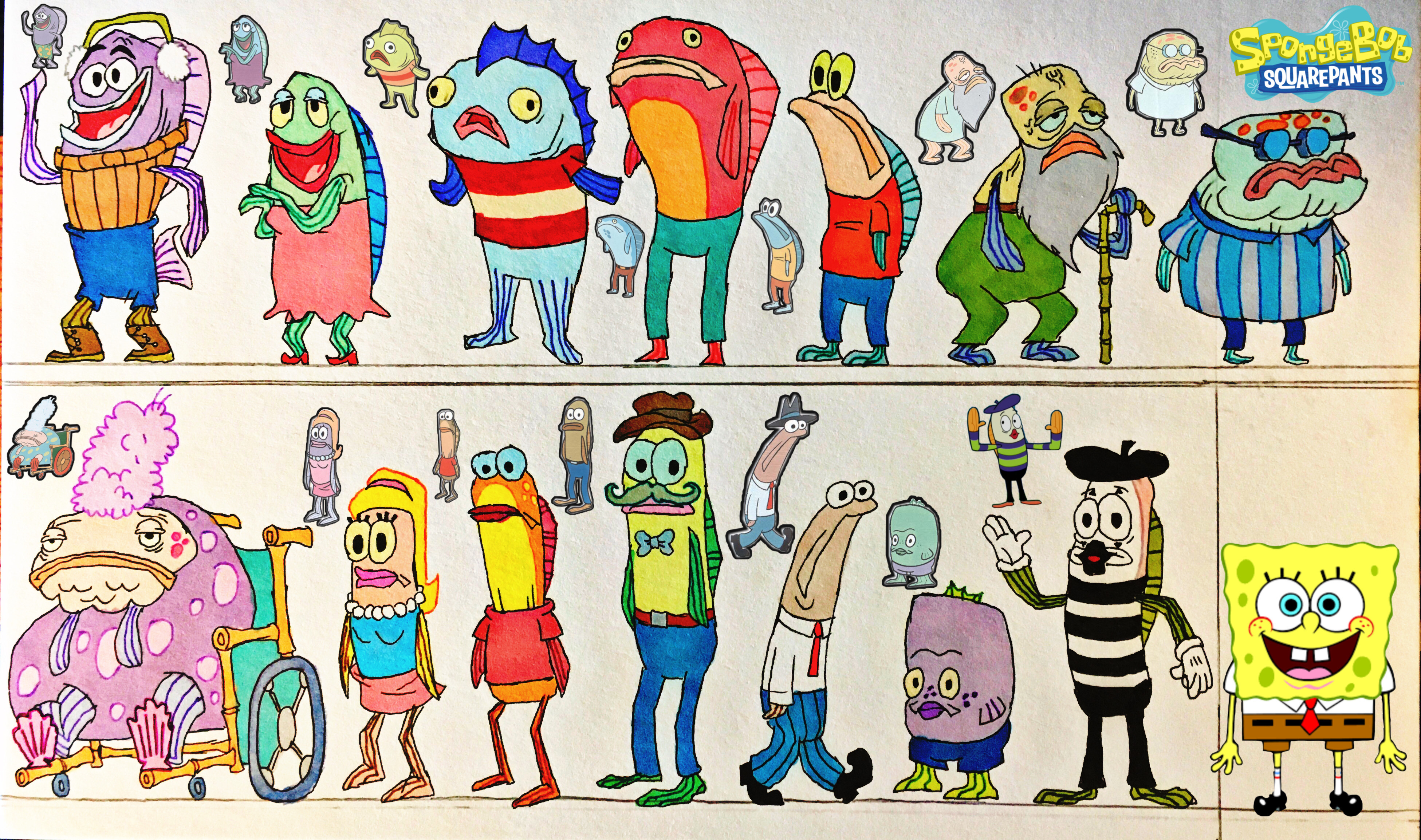 Spongebob and Inverted Color character by sogrepcorpus on DeviantArt