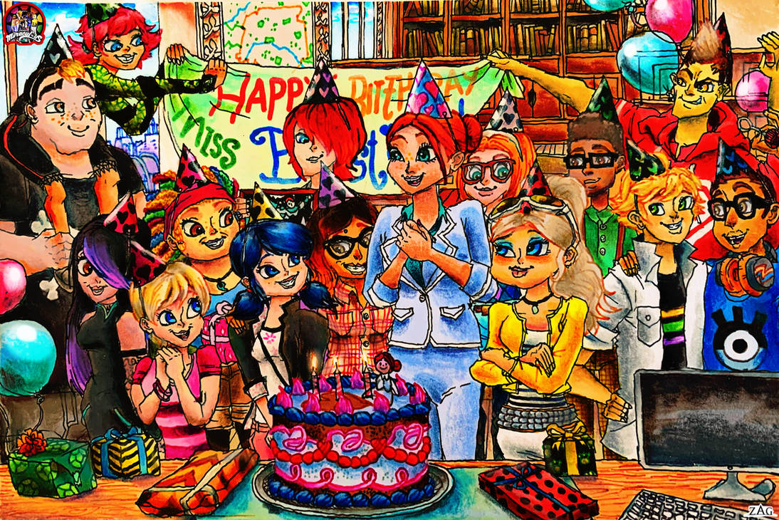 Miss Bustier's Birthday Party with her students by wilduda on DeviantArt