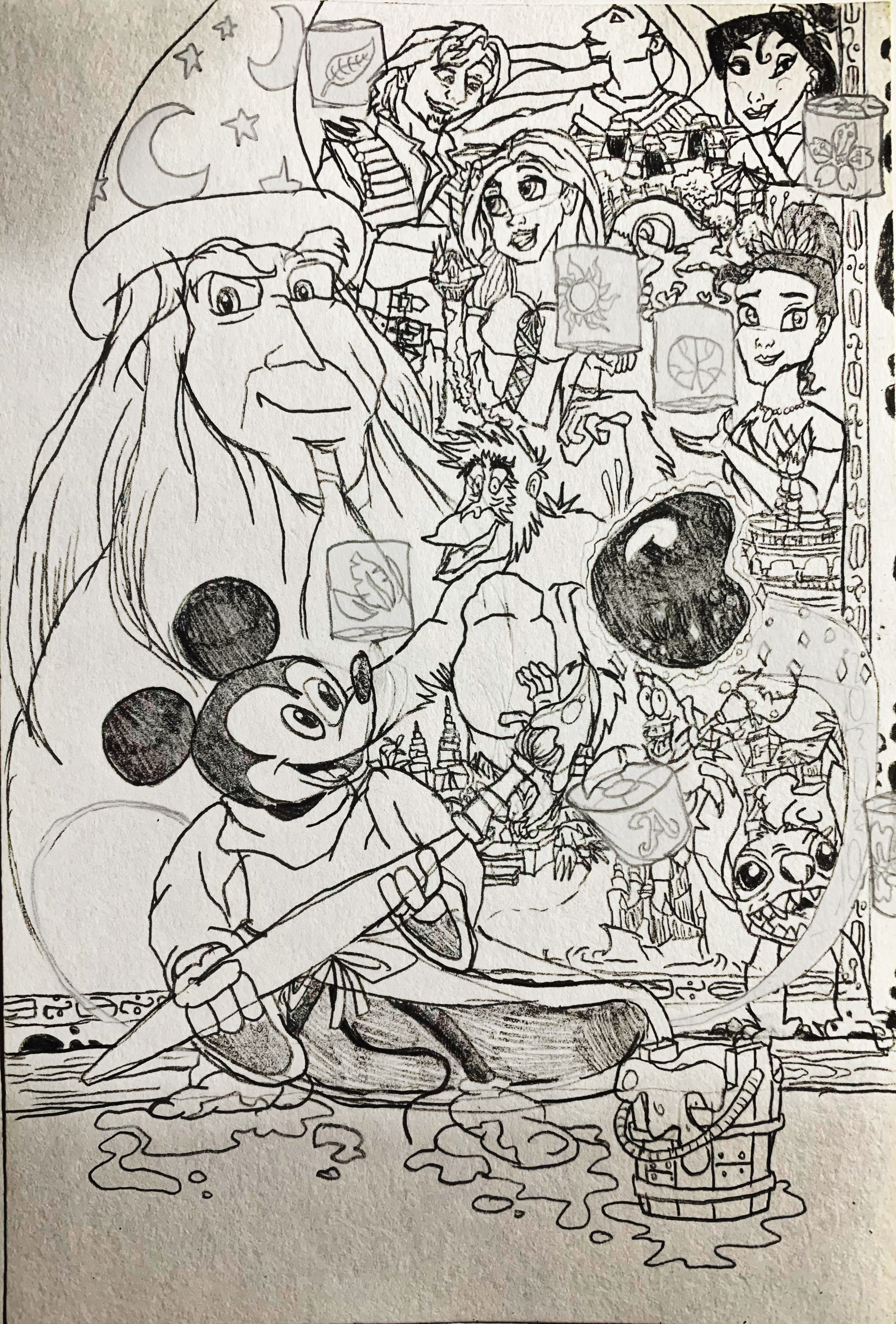 Mickey's Fantasic Map of Disney (Pencil Roughs) by wilduda on DeviantArt