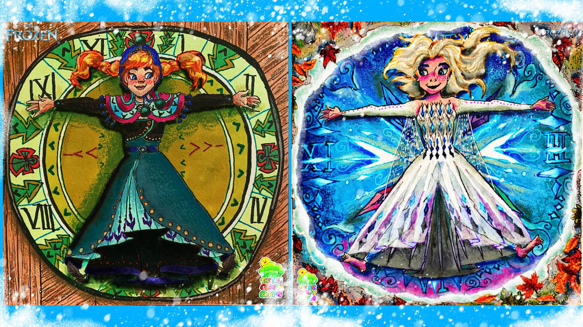 Frozen: Arendelle Sisters' Clock Stretching by wilduda on DeviantArt