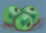 Pastel study: Green apples