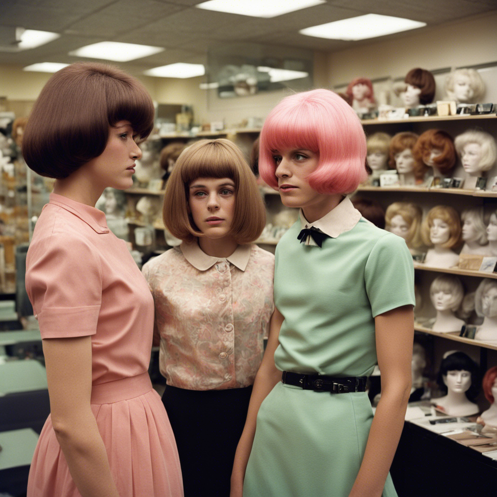 A teenage boy dressed in female clothing in a 1960