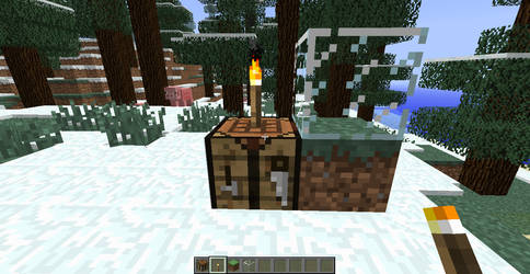 Minecraft glass crafting table torch glitch