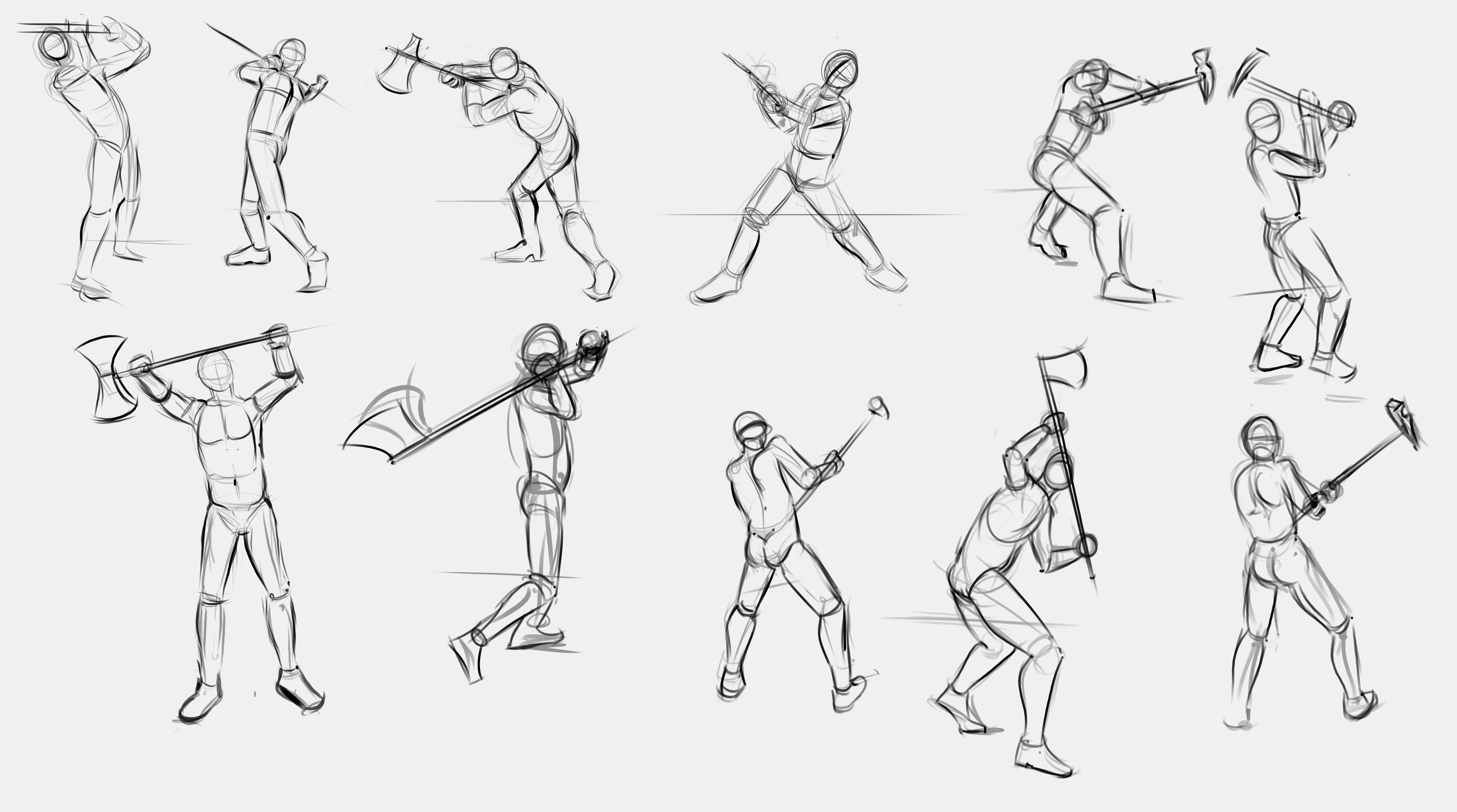 2 handed Axe and Pole Hammer Poses by TimothyWilson on DeviantArt