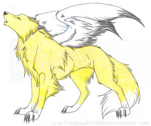 Colored Lineart: Winged Wolf