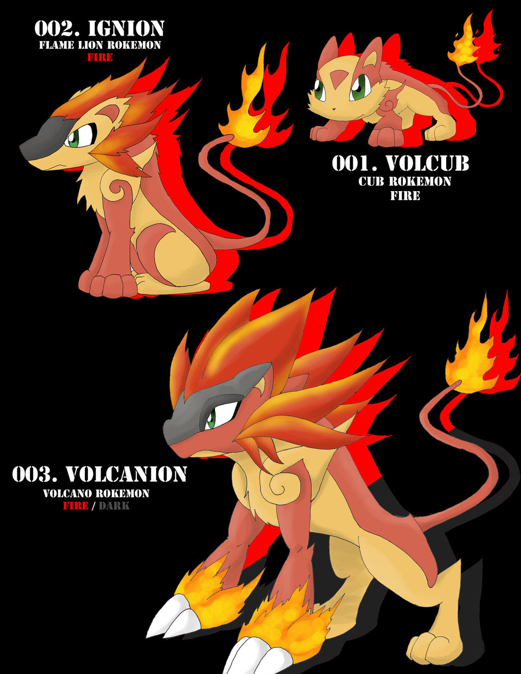 Fakemon: Fire Starters by kharlon90 on DeviantArt