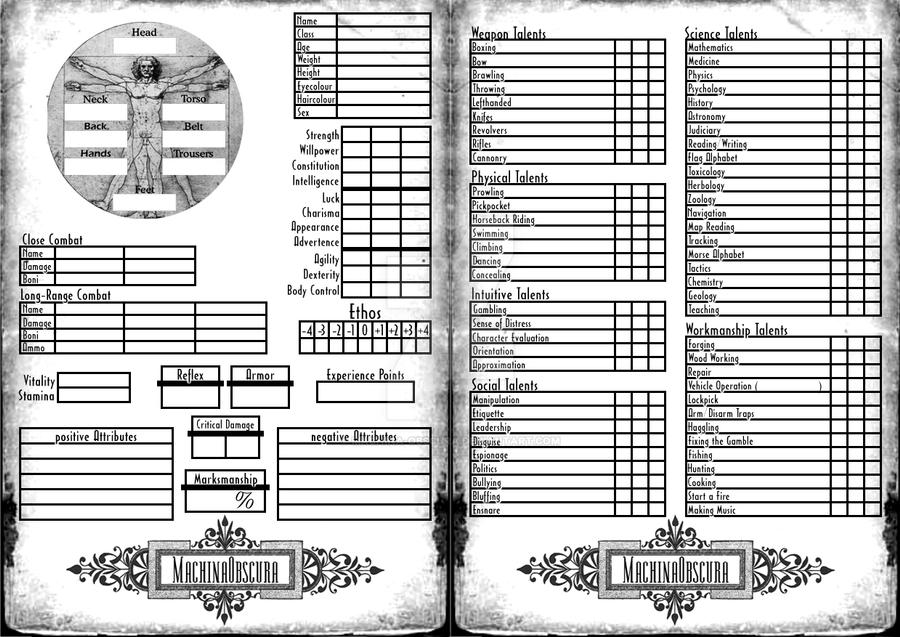 Machina Obscura CharacterSheet