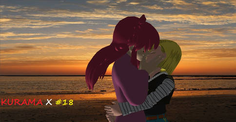 (Kurama and #18) Kiss in the sunset by Kojithedark