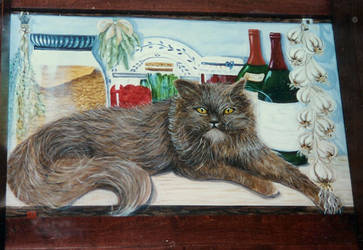 The cat in the pantry detail