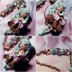 Pistachio the Pink Fairy Polymer Clay Necklace