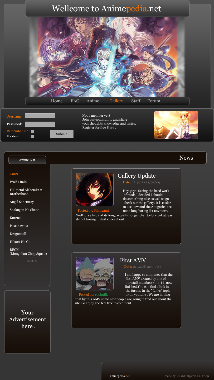 My anime website design by animeped on DeviantArt