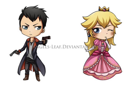 Chibi: Video Games - Peach and Dante