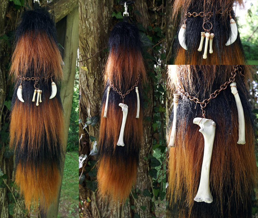 Rust Tail Tribal Rust/Black Faux Fur Tail with Animal Bones by DogmaCanum on ...