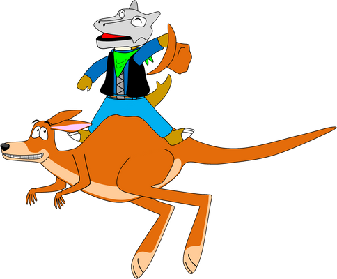 Liam rides on a Kangaroo (Gift Art)