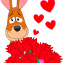 Kangaroo with bouquet of Roses