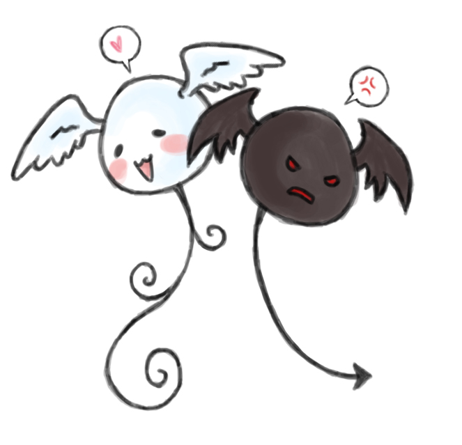 Best New Angel And Devil Drawing Cute.