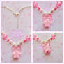 Sweet Twinkle Star Macaron Necklace- Pink x Cream