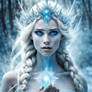 Frozen Spring With A Evil Ice Goddess With Blue Ic