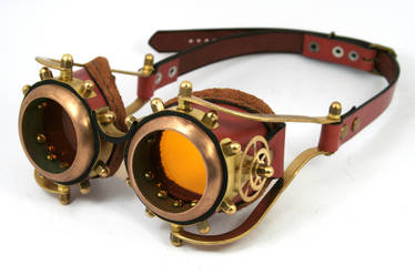 steampunk goggles rusty brown leat