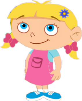 Annie wearin a blue flower