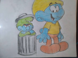 Sesame Smurf (part 3): Oscar and Big Smurf by GrishamAnimation1