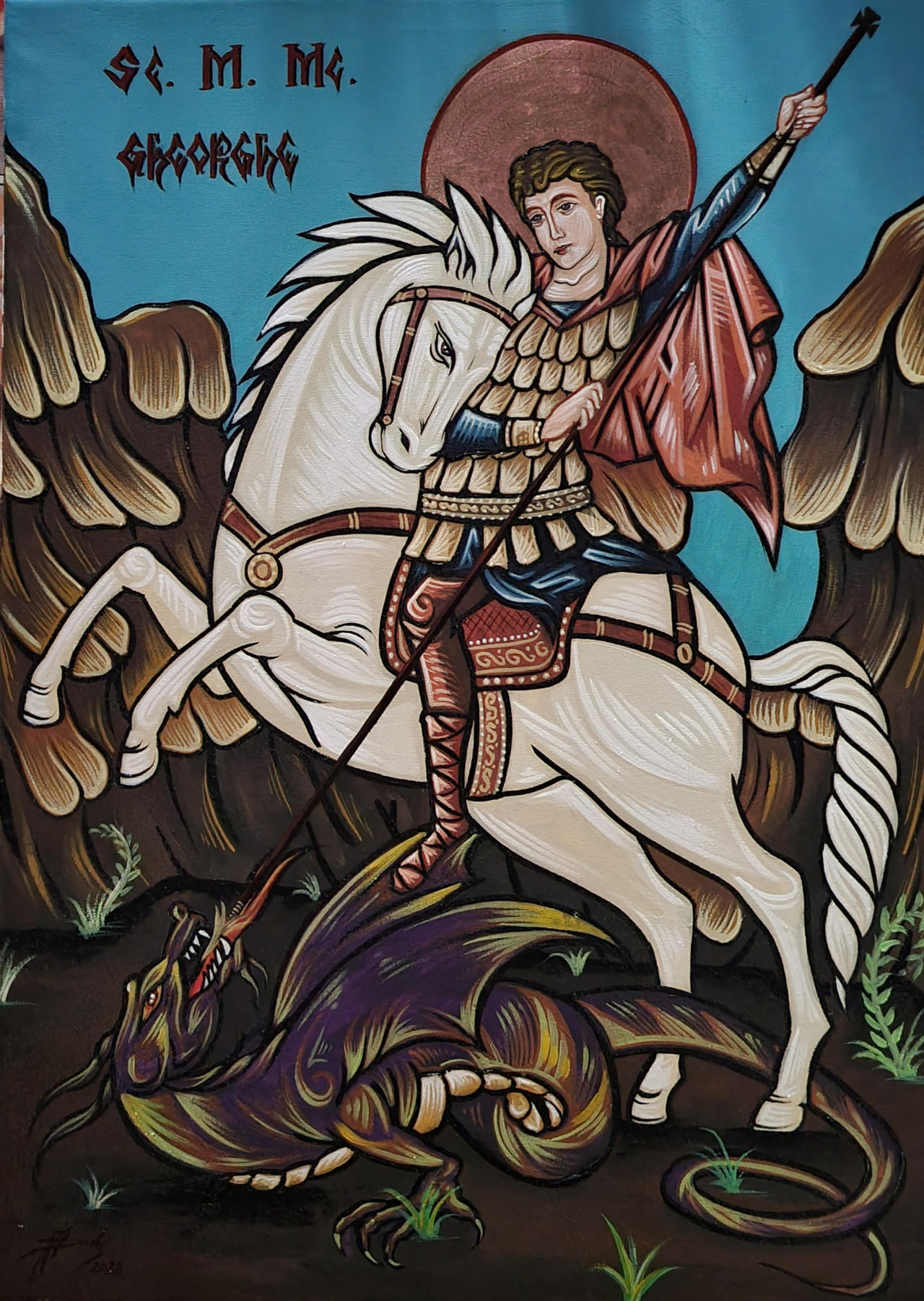 Saint George slaying the dragon by dadi-muki on DeviantArt