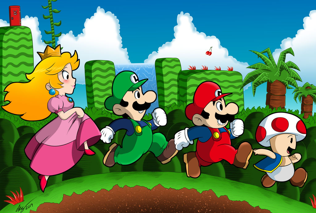 Mario and Peach (2D artwork style) by lyndonpatrick.deviantart.com on  @DeviantArt